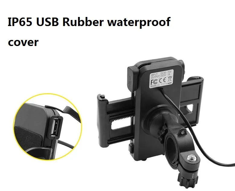 2 W 1 IP65 Wodoodporny uchwyt do montażu telefonów komórkowych z 5 V 2.4A Ładowarka USB Wyłącznik zasilania 4.5FT Kabel zasilający UCH-01 100 sztuk / partia w RET RET