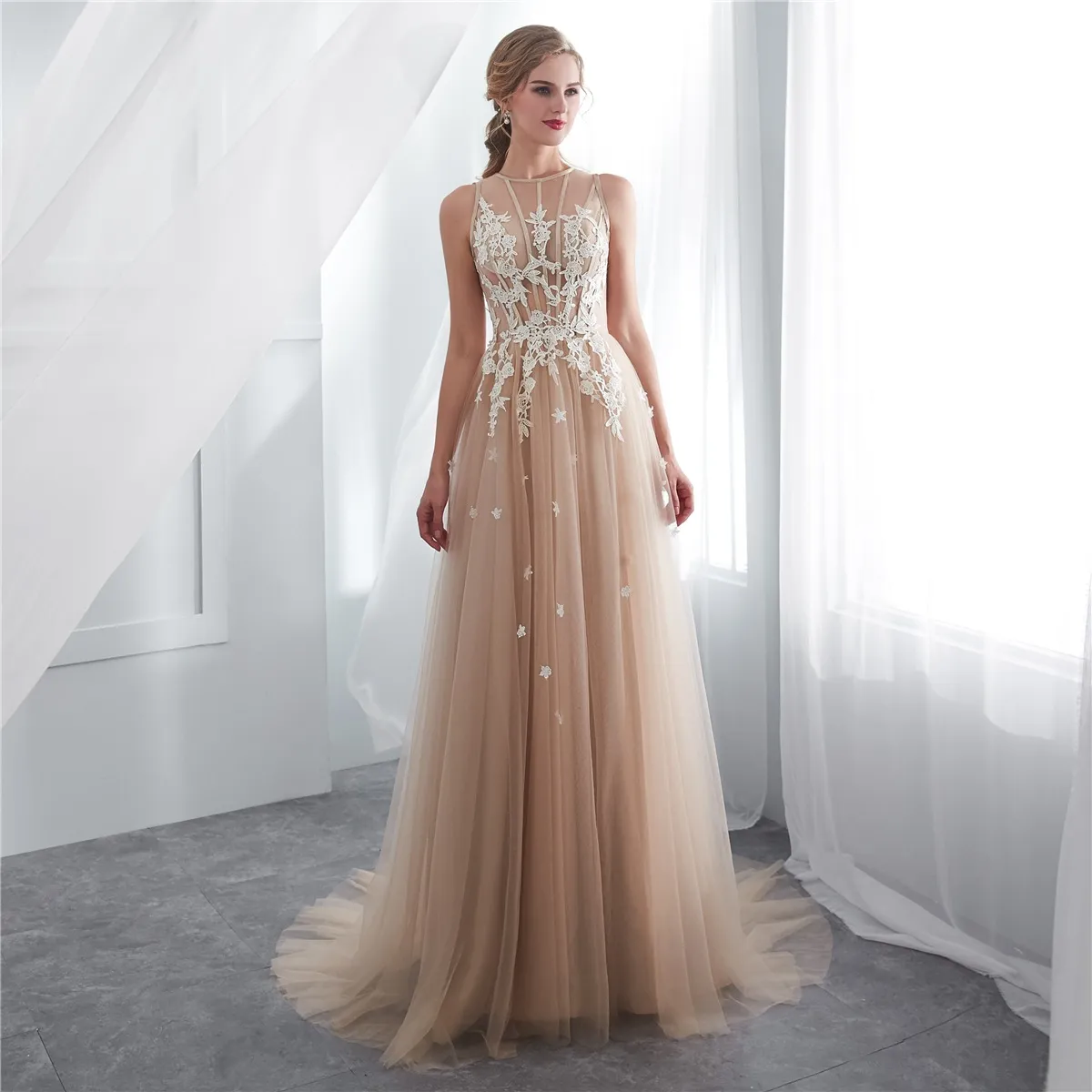 white christmas dresses Relaxed Champagne V-neck Cocktail Dress main image 1