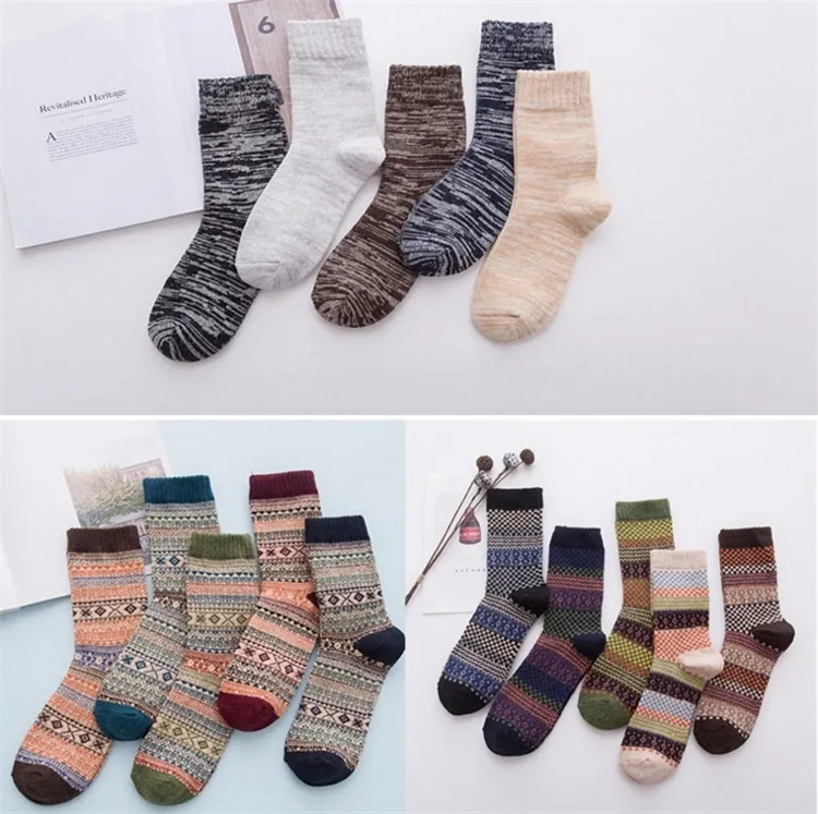 Wolle Socken Neue Stil Frauen Männer Winter Thermische Warme Socken Mode Bunte Dicke Socken Damen Mädchen Retro Kaninchen Wolle Casual socke BAB59