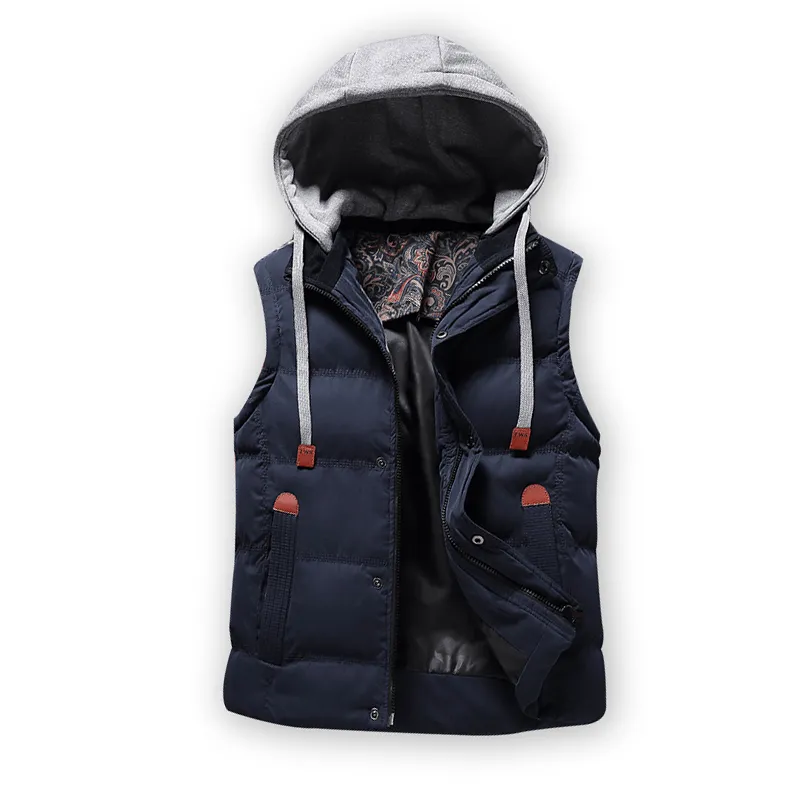 가을 겨울 남성 조끼 2018 따뜻한 민소매 두꺼운 재킷 남성 후드 패션 캐주얼 코트 고품질 DZ111