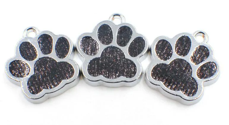 Groothandel 50 stks / partij Bling Dog / Bear Paw Print Hang Hanger Charms Fit voor DIY Sleutelhangers Ketting Mode-sieraden