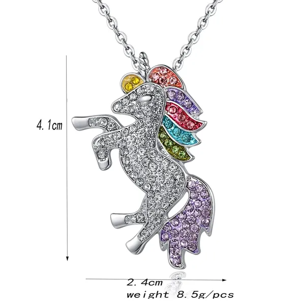 Collier pour enfants et femmes, pendentif en diamant licorne coloré, chaîne de pull pour enfants, accessoires de bijoux 1839678