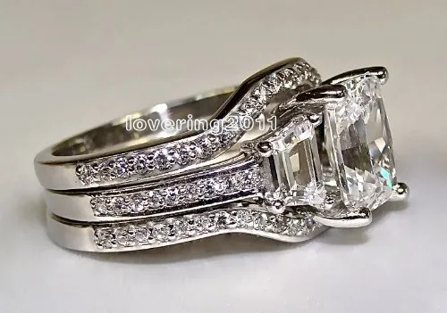 Choucong prinses gesneden 5ct diamant 10kt wit goud gevuld 3-in-1 verloving trouwring set maat 5-11 geschenk