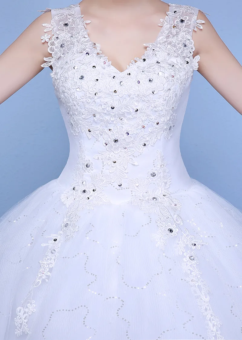 Abito da sposa di moda semplice su misura Abito da principessa con scollo a V in pizzo stile coreano di nuovo arrivo vestido de noiva con applicazioni