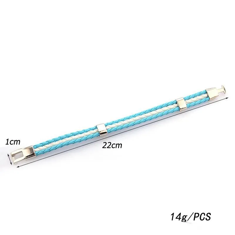 월드컵 축구 축구 팀 가죽 팔찌와 국기 스트라이프의 매력 수제 꼰 팔찌 팬 선물