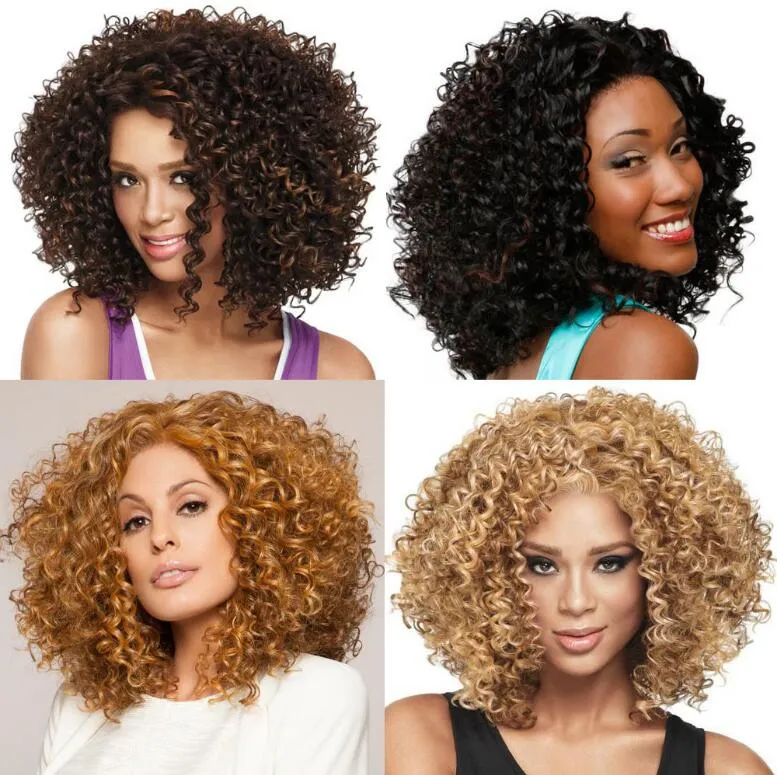 Short Curly wigs Synthetic Ladys Hair Wig Short curly Africa American synthetic lace front Wig for girl woman