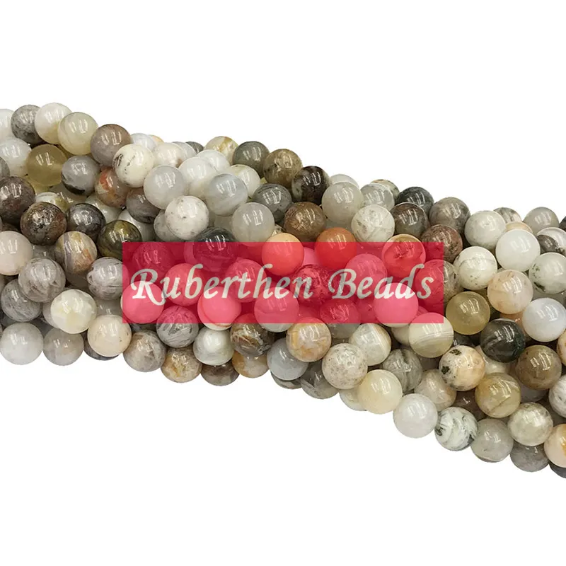 NB0079 Gros pierre naturelle feuille de bambou Agate perles en vrac haute quantité pierre plusieurs tailles perles rondes accessoire de fabrication de bijoux