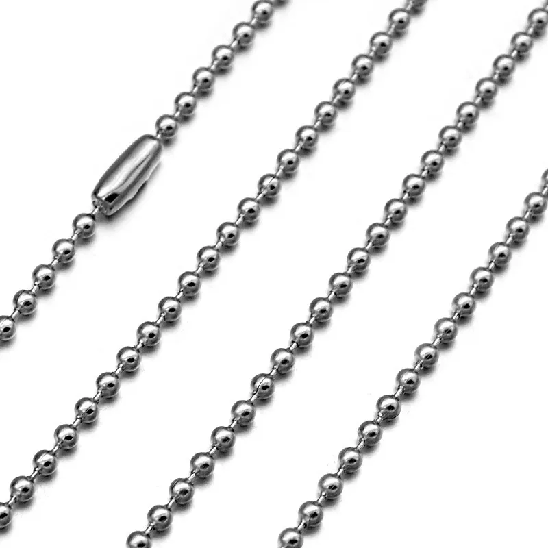 3mm Chains Ball Bead Chain 60cm Silver Tone Stainless Steel Tag Ball Chains Necklaces For