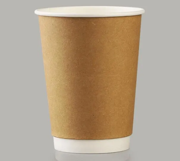 Copos descartáveis ​​copos de papel leite café canecas 12oz 8 oz copos Takeout embalado xícara de chá Recipiente de bebida quente One-off copo com tampas