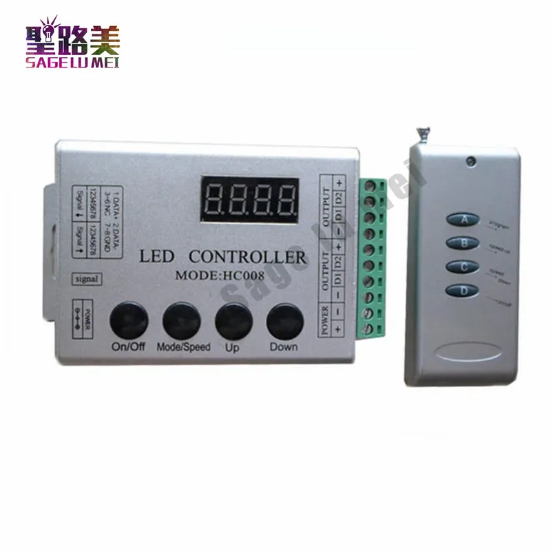 شحن مجاني DC12V 4KEYS HC008 برمجة RGB LED بكسل تحكم، rf التحكم 2048 بكسل، 133 تأثيرات تأثير WS2811 تحكم