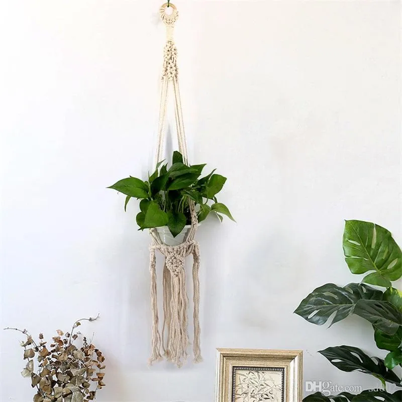 Braided Bohemia Style Flower Pots Cotton Wall Hanging Basket For Home Living Room Decor Plant Pot 16 5jj ff