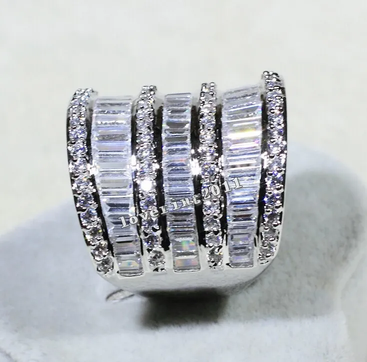 Choucong Luksusowe Kobiety Biżuteria Diament 925 Sterling Silver Engagement Wedding Band Ring dla kobiet Sz 5-11 Prezent