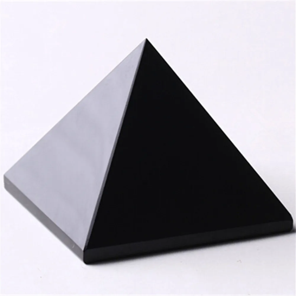 Natural Antique Black Obsidian Egypt Pyramid Paperweight Feng shui Egyptian figurines miniatures craft gift for home decor9991834