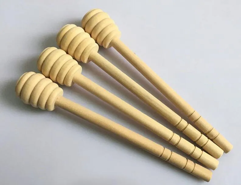 200 stks / partij 8 cm 10cm 15cm houten roerders honing dipper hout honing lepel stick voor honing jar stick verzamelen