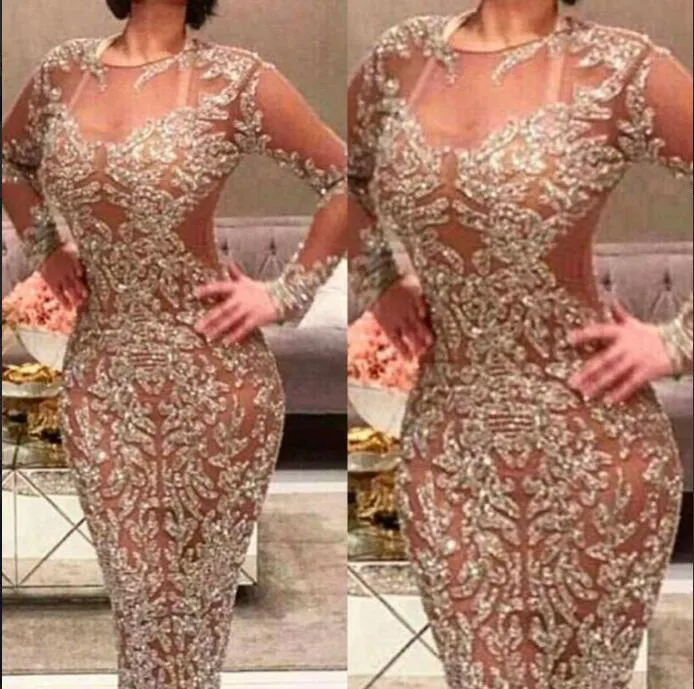 Vestido de noite Yousef aljasmi Kim kardashian E O-pescoço manga Comprida Beaded Bainha Almoda gianninaazar ZuhLair murad Ziadnakad