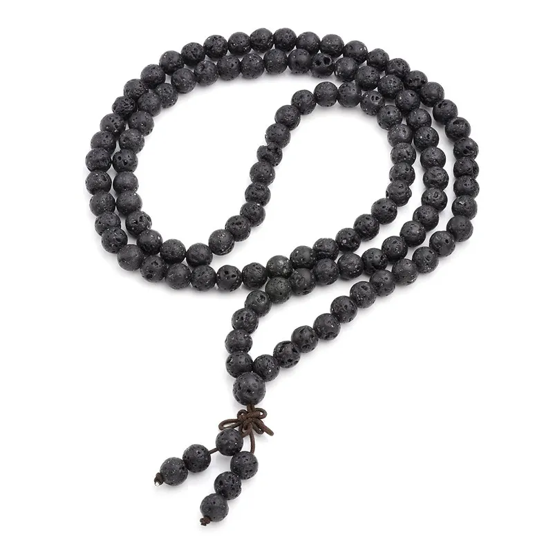 JLN 108 Mala bouddhiste prière Bracelet mode lave volcanique guérison pierre perles unisexe multicouche Bracelet bijoux pour hommes