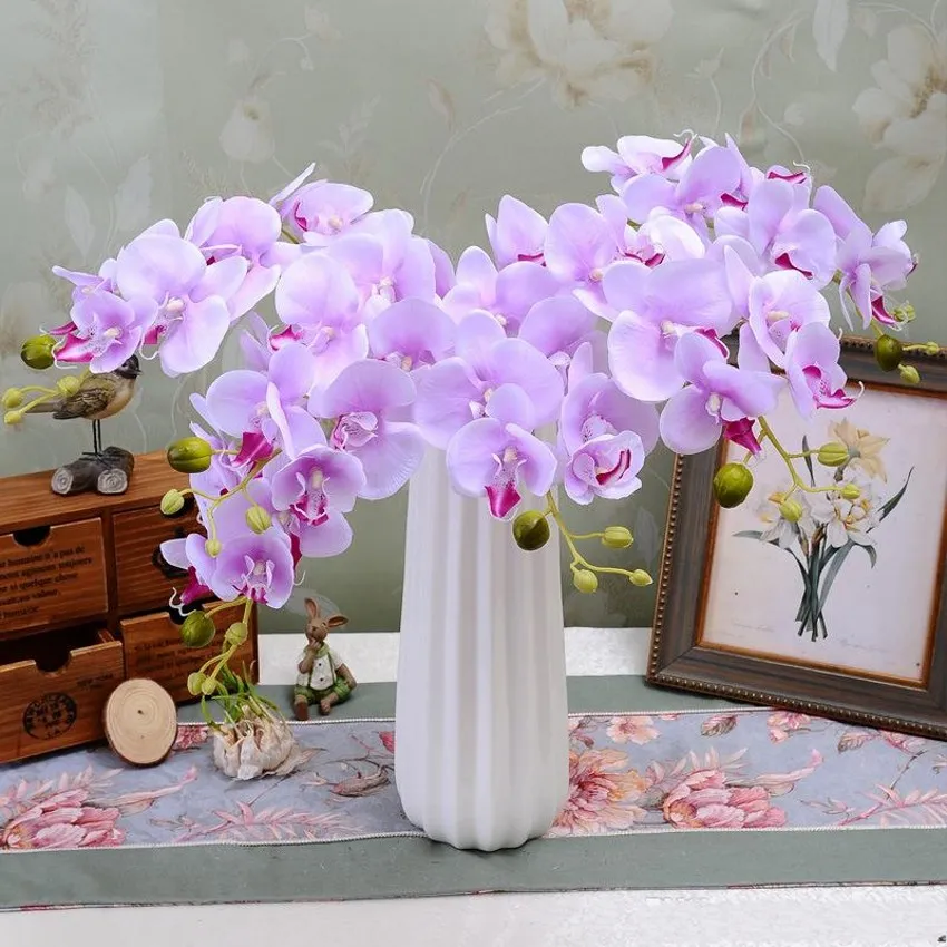 Silk Single Stem Orchid 78cm/30.71" Length Artificial Flowers Mini Phalaenopsis Butterfly Orchids Pink/Cream/Fuchsia/Blue/Green Color