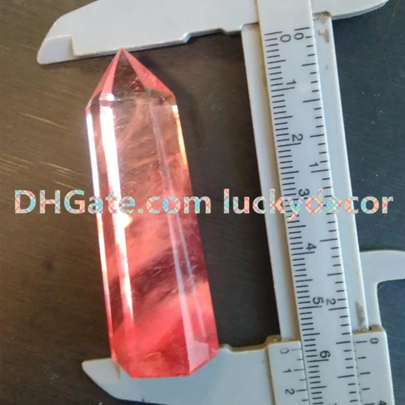 Red Smelting Quartz Stand Up Point Gesneden Rode Smelten Quartz Edelsteen Kleine Hexagonal Puntige Reiki Chakra Gepolijste Wand / Generator / Obelisk