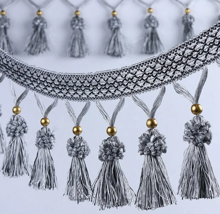 12Meter Hydrange Tassels Bead Pendant Hanging Lace Trim Ribbon For Window curtain wedding Party Decorate Apparel Sewing DIY