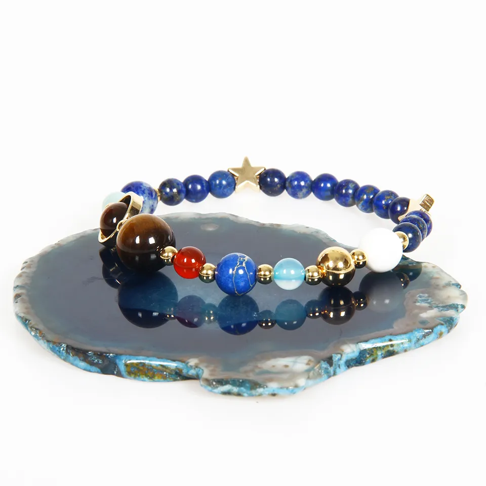 Charm Bracelets Whole 6mm Stone High Quality Universe Galaxy The Eight Planets In The Solar System Guardian Star269b