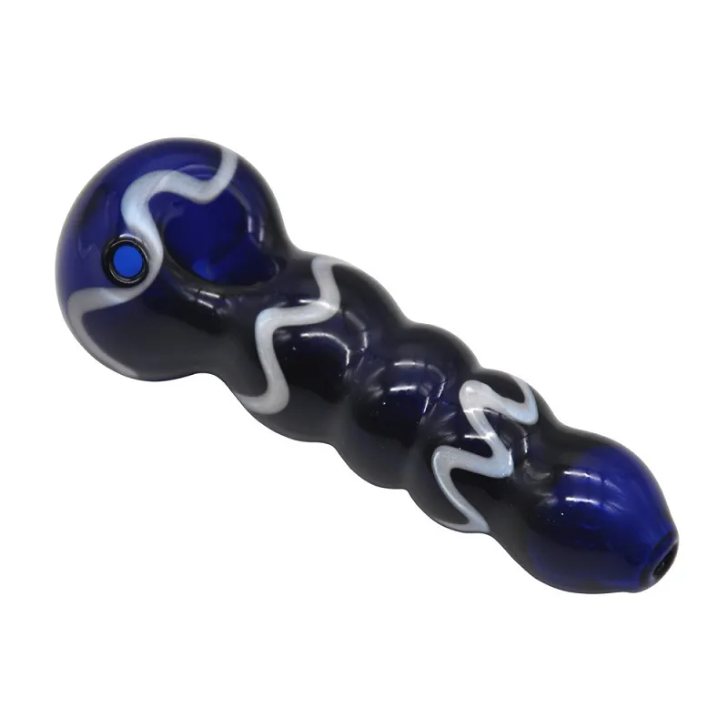2018 New Arrival Glass Spoon Pipes Mini blue patterned pipe Length 10cm Tobacco Glass Hand Pipes Best Spoon