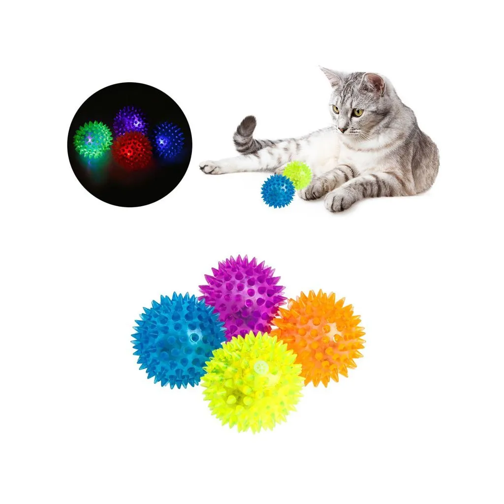 Nieuwigheid Verlichting Zachte Rubber Hedgehog Bouncing Barbed Ball Led Flash Pet Toys Kerstverjaardag Festival Gift