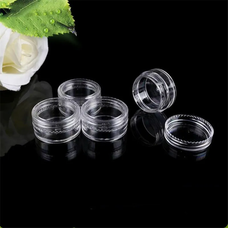 3ml / 3G 5ml / 5g Garrafa de plástico vazio recipiente de amostras cosméticas para compõem creme de jóias pequenos frascos de pote claro