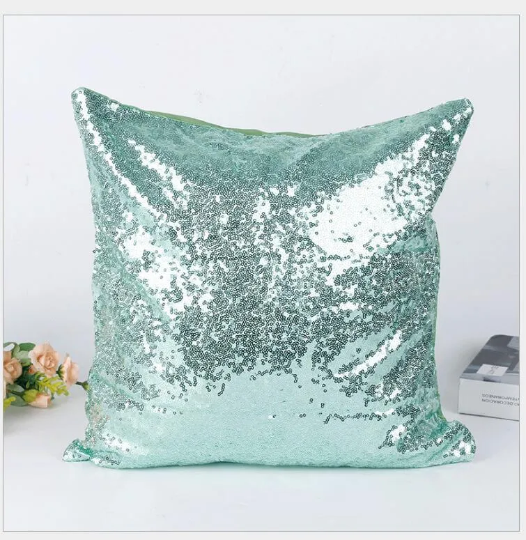 Kvadratisk kudde kudde Case Toss Pillowcase Hidden Zipper Closure 2018 sjöjungfru Sequin Pillowcase Kuddehölje Decor Sofa