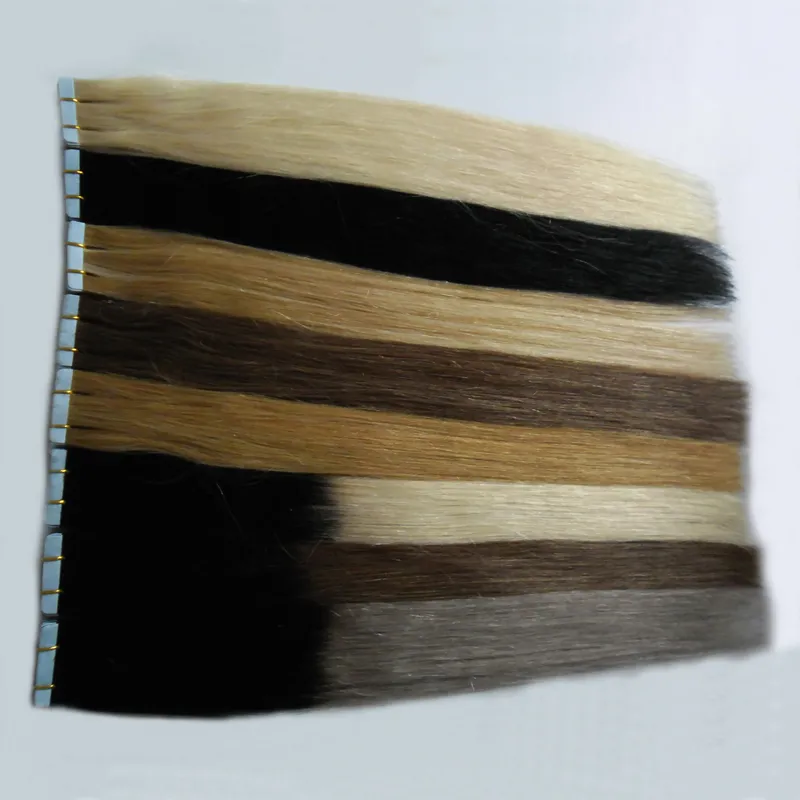 Ombre Tape In Human Hair Extensions Machine Made Remy Brazilian Straight Hai skin weft tape hair extensions 100g 4B 4C head