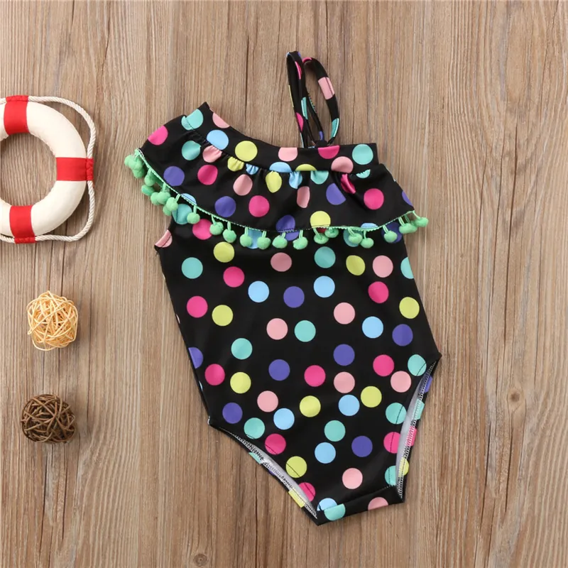 Dois estilos de Verão Crianças Meninas Do Bebê Dot Swimsuit Tow-piece One-piece Bowknot Maiôs Biquíni Swimsuit Borlas Pontos Coloridos Beach Wear