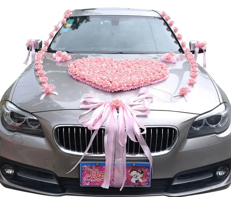 Wedding Car Decoration Flower Set Artificial Rose Heart-Shaped
