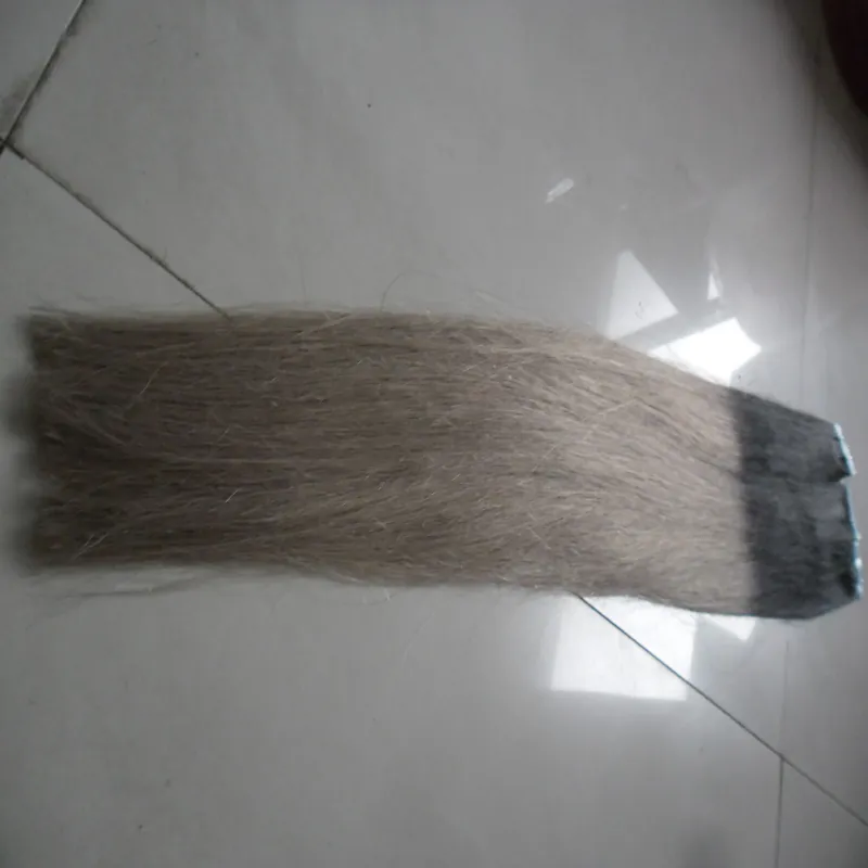 Apply Tape Adhesive Skin Weft Hair T1B/grey ombre human hair Straight 100g tape in human hair extensions