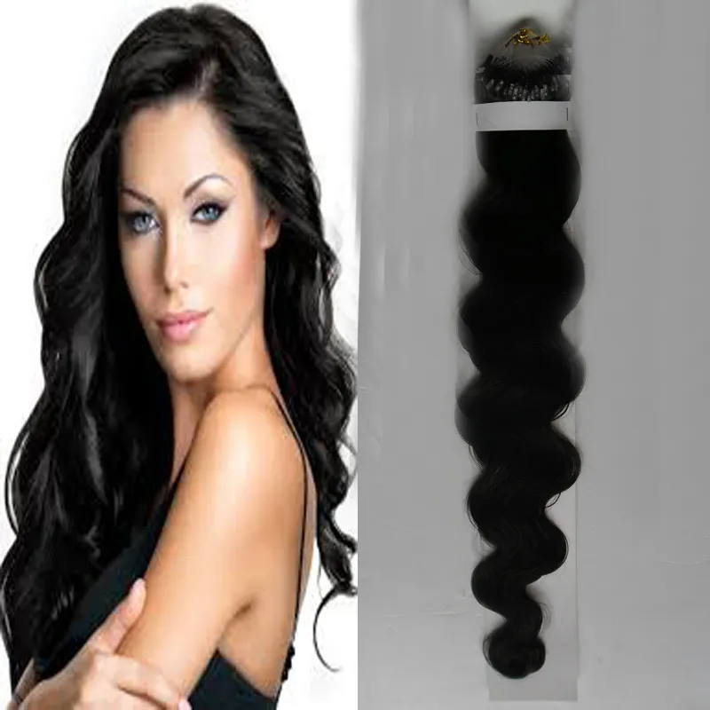 A onda brasileira 100s do corpo do Virgin aplica-se a extensões naturais do cabelo da ligação do micro cabelo 100g micro extensões humanas do cabelo do grânulo