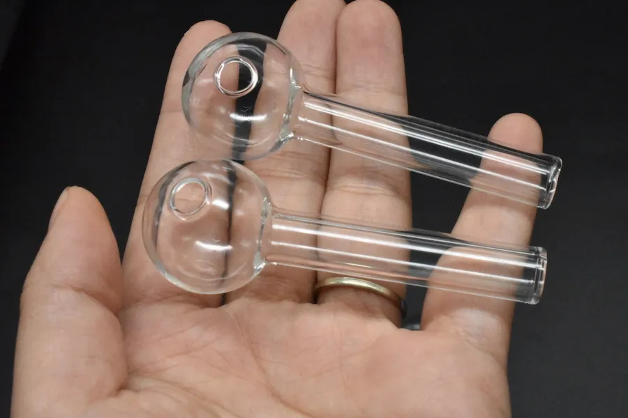 Дешевые Pyrex стекло масляная горелка трубы прозрачное стекло масляная горелка ясно большая трубка стеклянная труба масло ногтей трубы 7 см длина