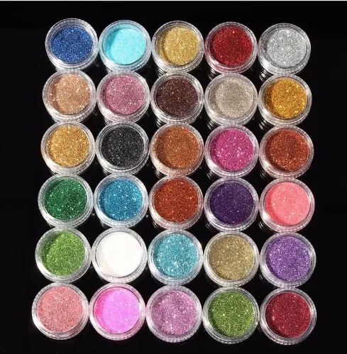 30st Blandade Färger Pigment Glitter Mineral Spangle Ögonskugga Makeup Kosmetika Set Make Up Shimmer Shining Eye Shadow 2018