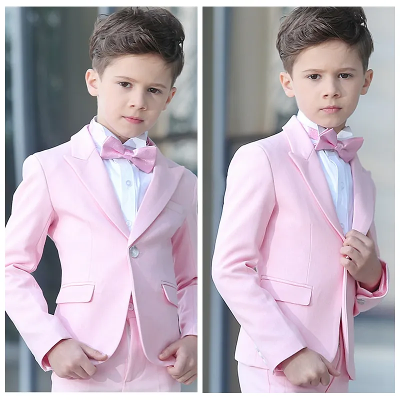 2020 pas cher garçon vêtements de cérémonie veste pantalon 2 pièces ensemble rose garçons costumes pour mariages enfants bal costumes de mariage pour garçon enfants 254S