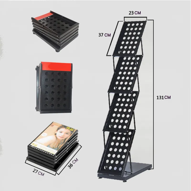 New Arrive Metal Baking Finish Magazine Brochure Catalogue Folding Holder Stand In Booth Exhibition Shop Display Storage Rack