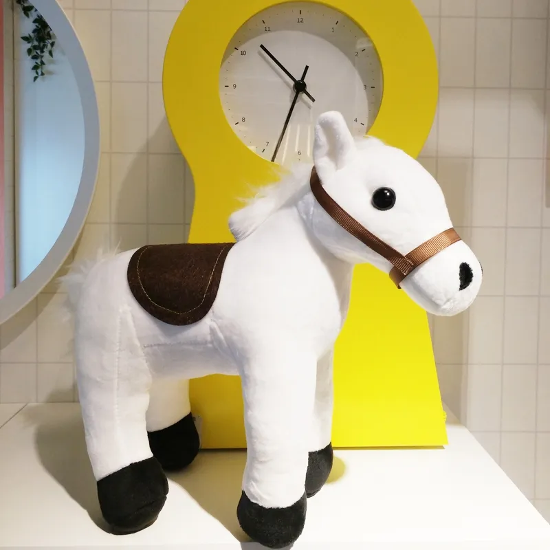 Jouets en peluche de qualité 35cm Ornements de cheval blanc Poupée pour Noël en peluche Le voyage vers le cadeau de la fête des enfants de l'Ouest LA0004