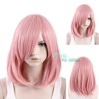 16" Heat Resistant Medium Straight Milkshake Pink Cosplay Hair Wig