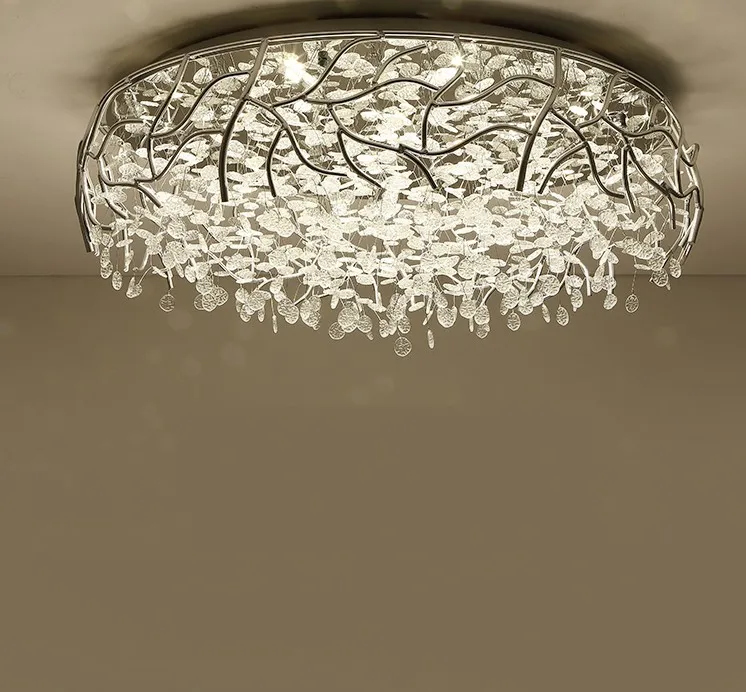 LED Nowoczesne Crystal Sufit Lights Nordic Salon Disturie Nowość Sypialnia Sufitowe Lampy Iron Glass Sufit Lighting LLFA