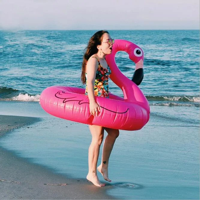 120 cm Holiday Flamingo Swimming Laps Pool Party Float Toy red Swan Beach Swimming Ring Inflatable Animal Lifebuoy DHL Swimming Floats