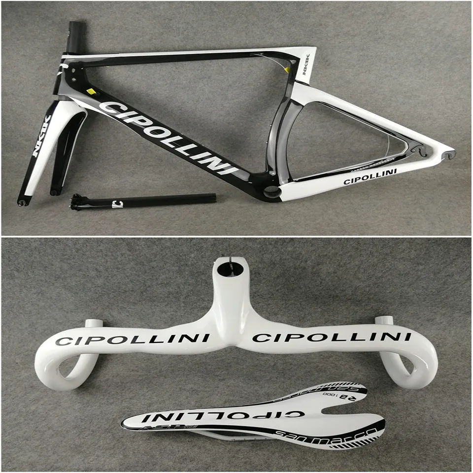 Emballé à vendre carbone vélo vélo blanc-noir Route + Selle Cipollini Guidon / Seat + NK1K cadres de route de carbone T1000 BB30 / BB68 Livraison gratuite