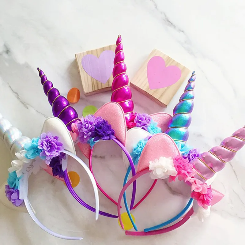 Dziewczyny Dziewczyny Hairbands Hair Sticks DIY Glitter Unicorn Horn Opaski Dziewczyny Dzieci Wielkanoc Bonus Włosy Kuchnia Kwiat Party Dziecko Akcesoria do włosów