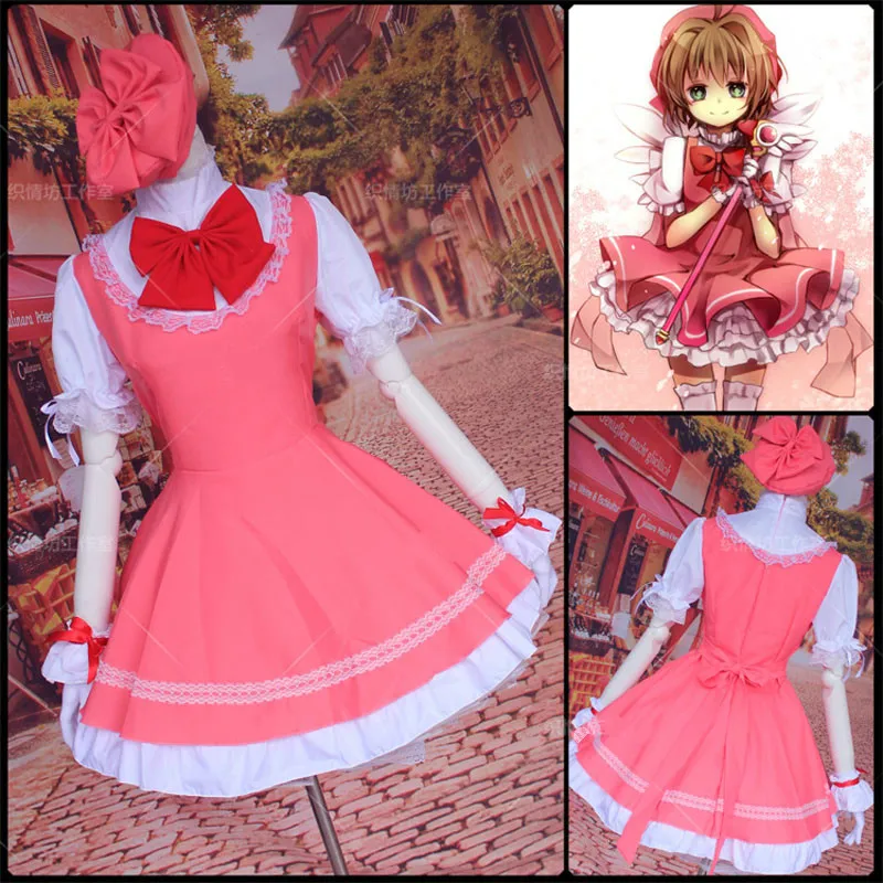 Sevimli Anime Karnaval Kostüm Büyülü Kız Cosplay Elbise Şeker Renkler Hizmetçi Cosplay Kıyafet Güzel Lolita Kız Elbise Ile Şapka