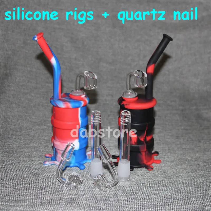 Hookah Silicone Barrel Rigs Mini Dab Jar Bongs Water pipe Silicon Oil Drum Rigs with quartz nails