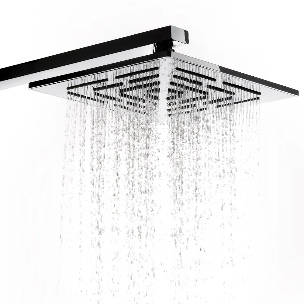 8 Inch Square Rainfall Shower Head with 248 Water Holes, Chrome Finish ...
