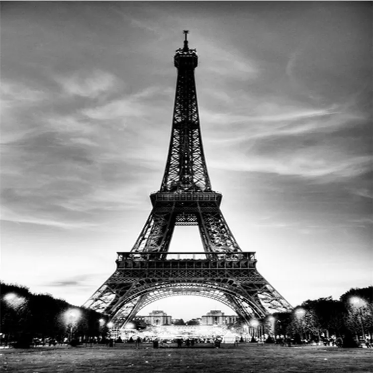 Glitter Wallpaper Black White City Building Paris Eiffel Tower Walls 3d Flooring Marble Vinyl Vintage Papel De Parede Pintado