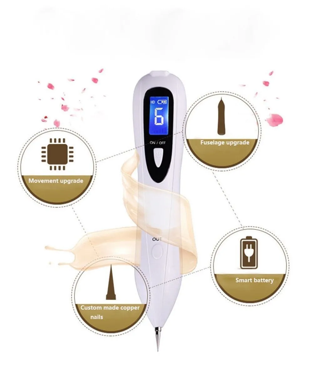 Penna al plasma con display LCD portatile Rimozione della talpa Rimozione macchie scure etichette della pelle del viso Cura della bellezza del punto della lentiggine