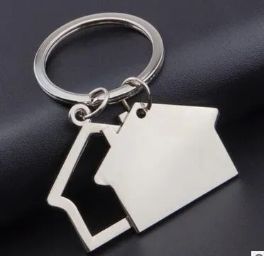 Small House Model Metal Keychain Keyring Bag Pendant Cute Car key chain ring holder Jewelry for Men Women