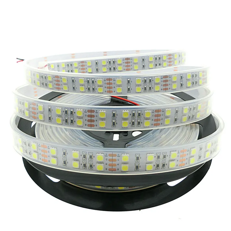 HA CONDOTTO La Striscia 5050 120 LED/m DC12V Tubo In Silicone Impermeabile Flessibile HA CONDOTTO LA Luce Doppia Fila 5050 HA CONDOTTO La Striscia 5 m/lotto